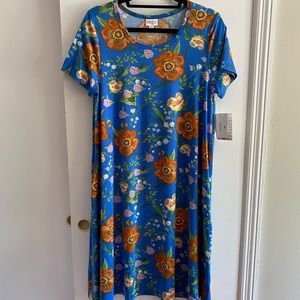 NWT LuLaRoe Jessie, Blue w Orange Flowers
